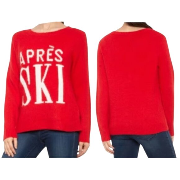 cupcakes & cashmere Sweaters - NWT Cupcakes & Cashmere Womens Size Large Red Apres Ski Graphic Knit Sweater NEW